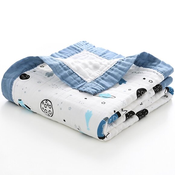 New Jay & Ava Baby/Toddler Muslin 100% Cotton Blanket -  Blue Space - Picture 1 of 5